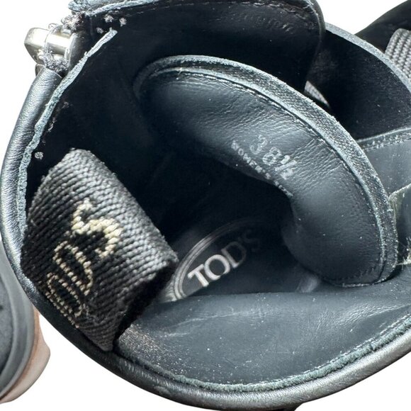 $945 Tod's Anfibio donna Black Velvet Buckled Combat Boots size 38.5 US 8 - Picture 9 of 11
